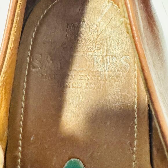 Sanders Shoes Mens 10.5 Brown Leathermade U.K. Oxford Cap Toe Lace Up Dress Vtg
